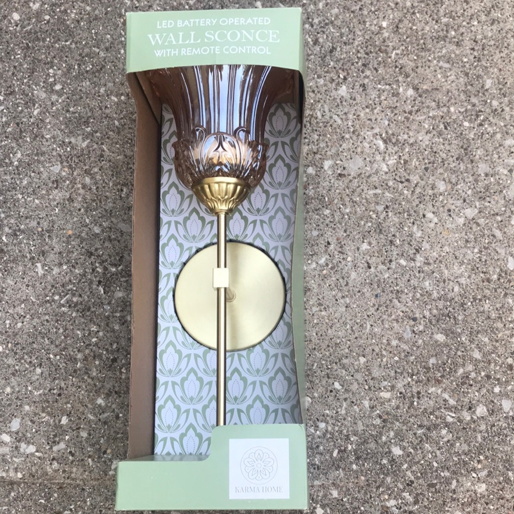 Karma Home Amber Glass & Gold LED Wall Sconce
